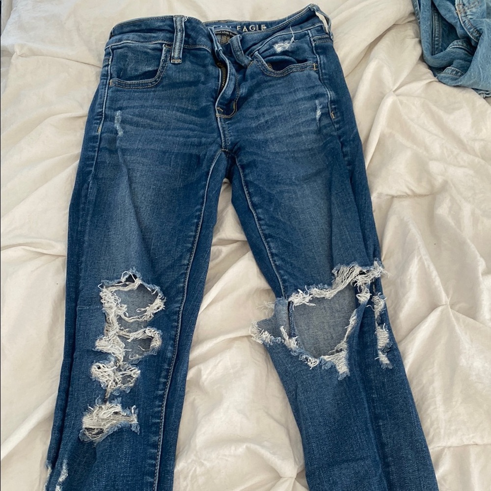 American Eagle Outfitters Blue Boyfriend Jeans Distressed